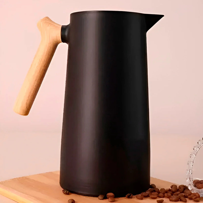 Garrafa Térmica Jarra Nórdica Inox Café Cabo Madeira