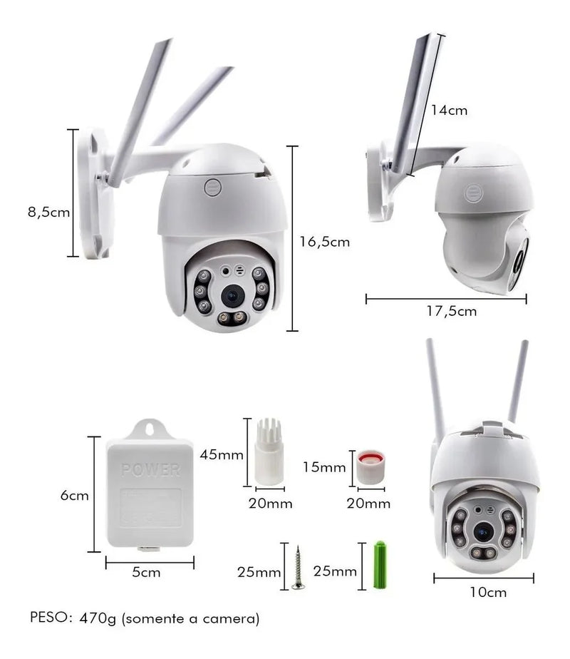 Câmera Ip Prova D'água Infravermelho Externa Wifi Hd 3