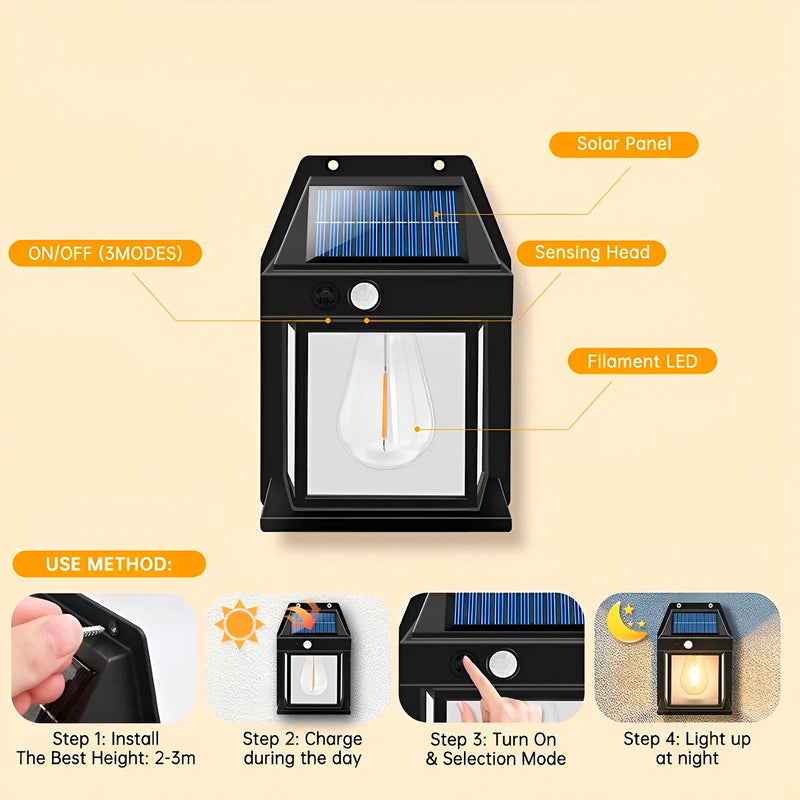 Luminária Estilo Arandela Iluminação Externa Led Solar