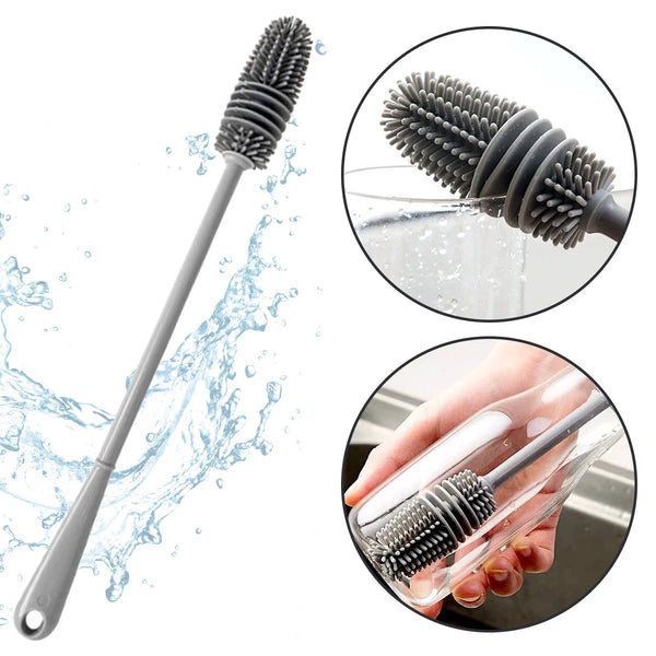 Escova De Silicone Para Lavar Garrafa Copos Mamadeira E Taças