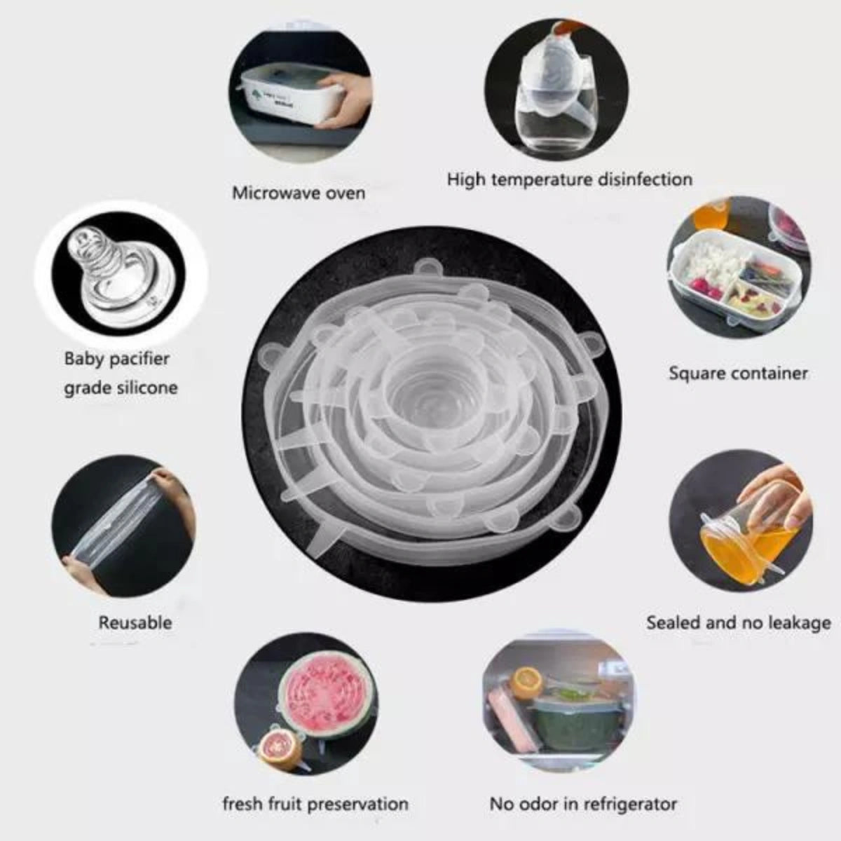 12 Peças Tampas Panela Silicone