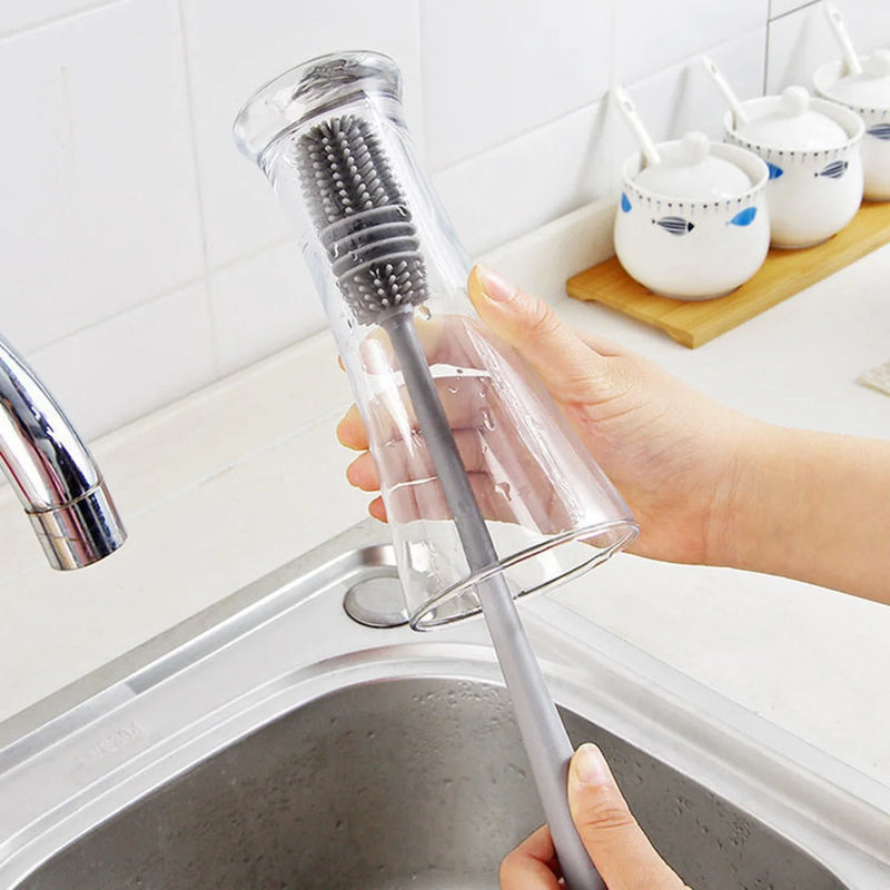 Escova De Silicone Para Lavar Garrafa Copos Mamadeira E Taças