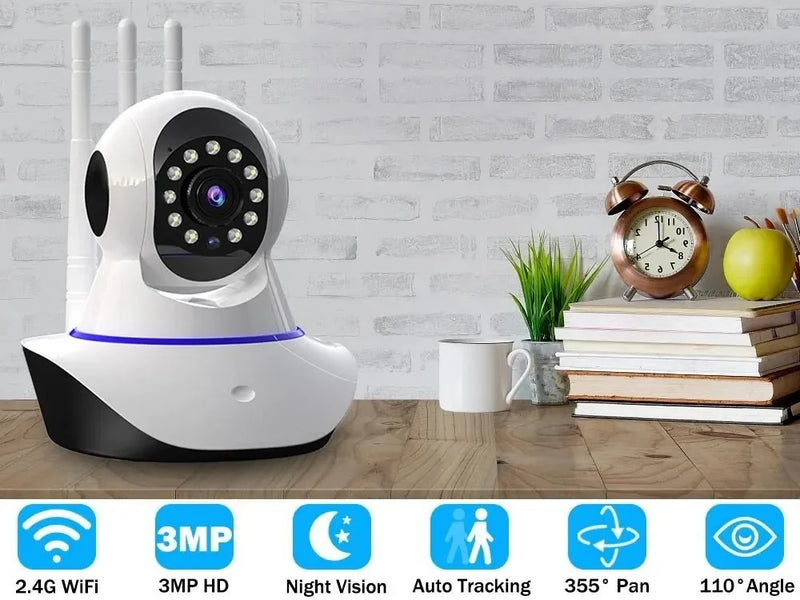 Câmera Ip 3 Antenas Wifi Wireless 3 Geração Visão Noturna