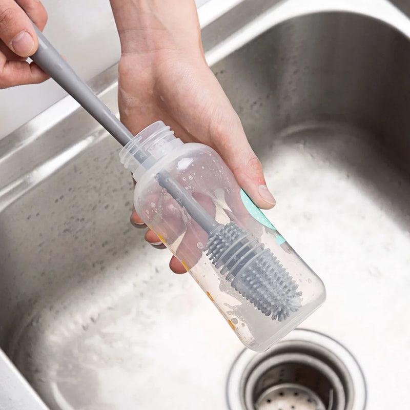 Escova De Silicone Para Lavar Garrafa Copos Mamadeira E Taças