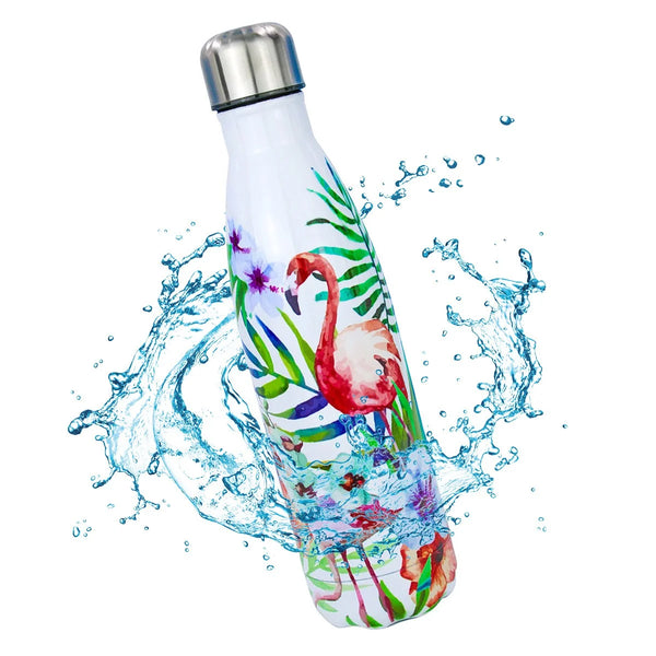 Garrafa Térmica Aço Inox Estampada Floral 500ml Academia Fitness