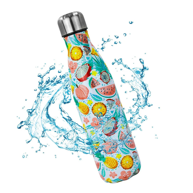 Garrafa Térmica Aço Inox Estampada Floral 500ml Academia Fitness